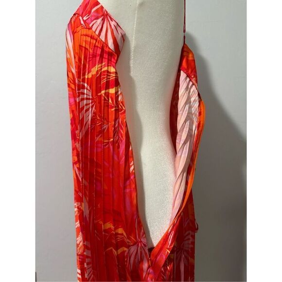 Milly Irene Tropical palm print Asymmetrical pleated accents dress 6 - Picture 4 of 12